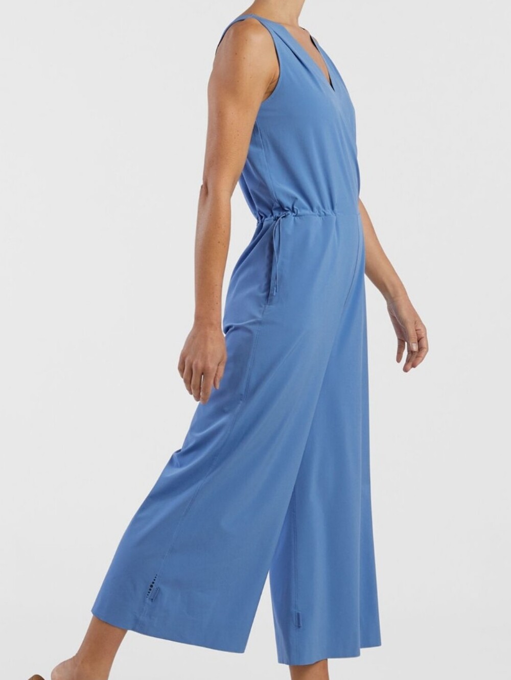 Title Nine Round Trip Jumpsuit Large Blue UPF 50 Travel Wide Leg Romper - Picture 4 of 7
